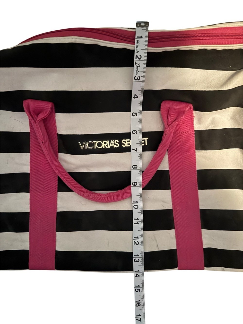 Victoria’s Secret Black & White Stripe Duffel Bag – EUC - Picture 4 of 5